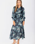 Audrey Dress Long Sleeve (Dark Green Ground) - Dress - Yakira Bella