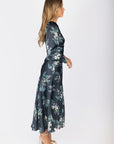 Audrey Dress Long Sleeve (Dark Green Ground) - Dress - Yakira Bella