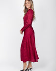Audrey Dress Long Sleeve (Deep Red Solid) - Dress - Yakira Bella
