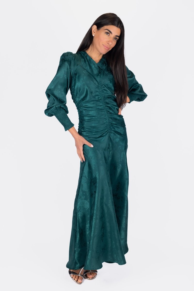 fitted lace wedding dress Valencia Long Sleeve Bridesmaids Dress in Olive Green main image 1