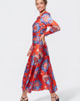 Audrey Dress Long Sleeve (Red/Blue) - Dress - Yakira Bella