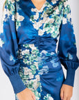 Audrey Dress Long Sleeve (Teal Blue Pattern) - Dress - Yakira Bella
