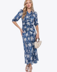 Audrey Dress Short Sleeve (Blue Flower) - Dress - Yakira Bella