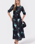 Audrey Dress Short Sleeve (Dark Green Flower) - Dress - Yakira Bella