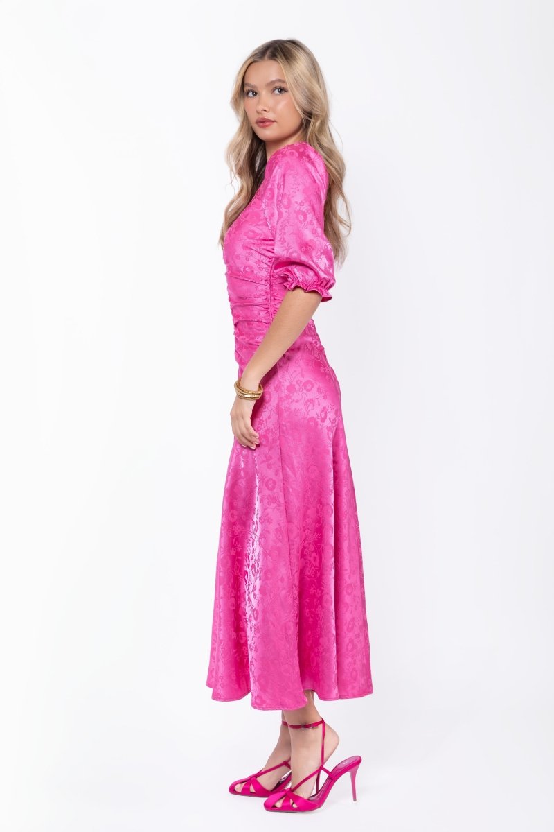 open lace back dress Audrey Dress Short Sleeve (Hot Pink) S