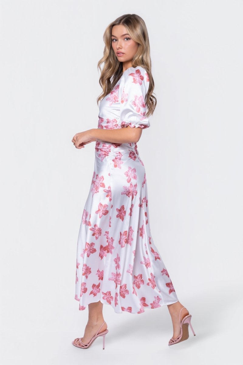 Audrey Dress Short Sleeve (Ivory Pink) L Audrey Dress Short Sleeve (Ivory Pink) L