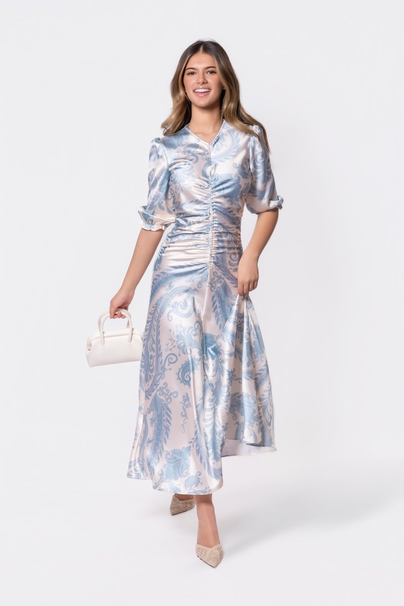 Audrey Dress Short Sleeve (Ivory/Blue) XL