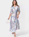 Audrey Dress Short Sleeve (Ivory/Blue) - Dress - Yakira Bella