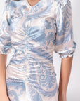 Audrey Dress Short Sleeve (Ivory/Blue) - Dress - Yakira Bella