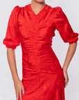Audrey Dress Short Sleeve (Red Solid) - Dress - Yakira Bella