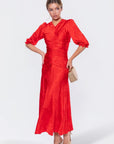 Audrey Dress Short Sleeve (Red Solid) - Dress - Yakira Bella