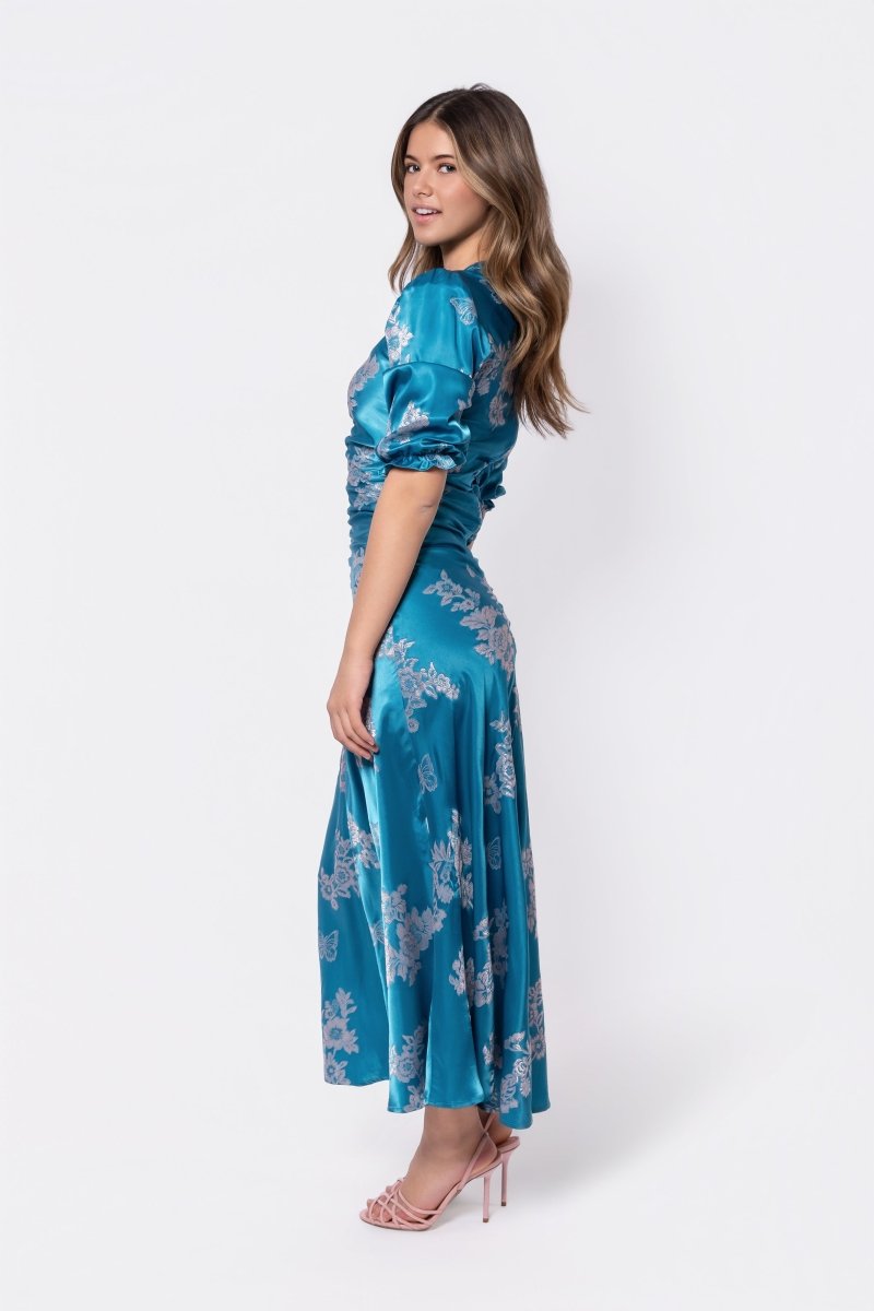 slim fit dress slacks Audrey Dress Short Sleeve (Teal Green) – Yakira Bella