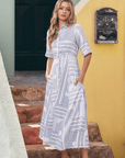 Aviana Dress (White/Blue) - Dress - Yakira Bella