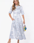 Aviana Dress (White/Blue) - Dress - Yakira Bella