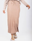 Callie Ribbed Skirt (Light Brown) - Skirt - Yakira Bella