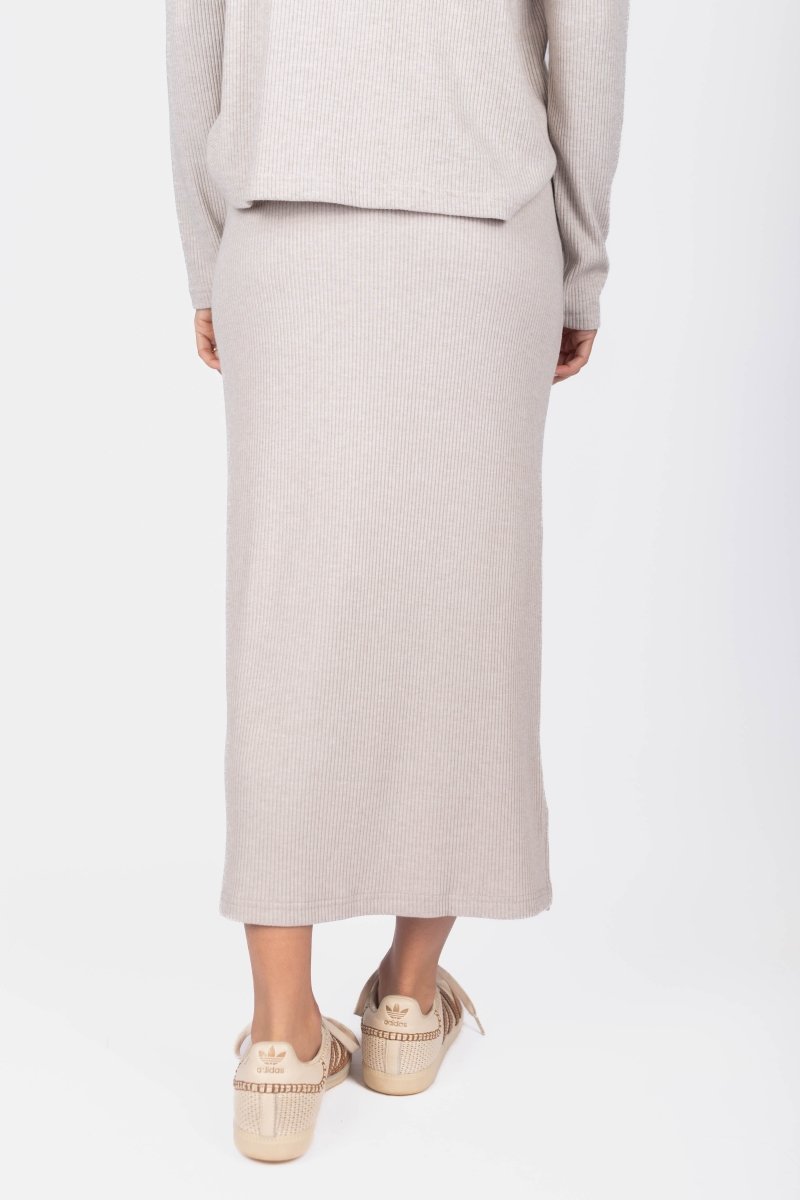 Callie Ribbed Skirt (Stone) - Skirt - Yakira Bella