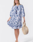 Clio Dress 37" (Blue White) - Dress - Yakira Bella