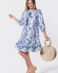 Clio Dress 37" (Blue White) - Dress - Yakira Bella