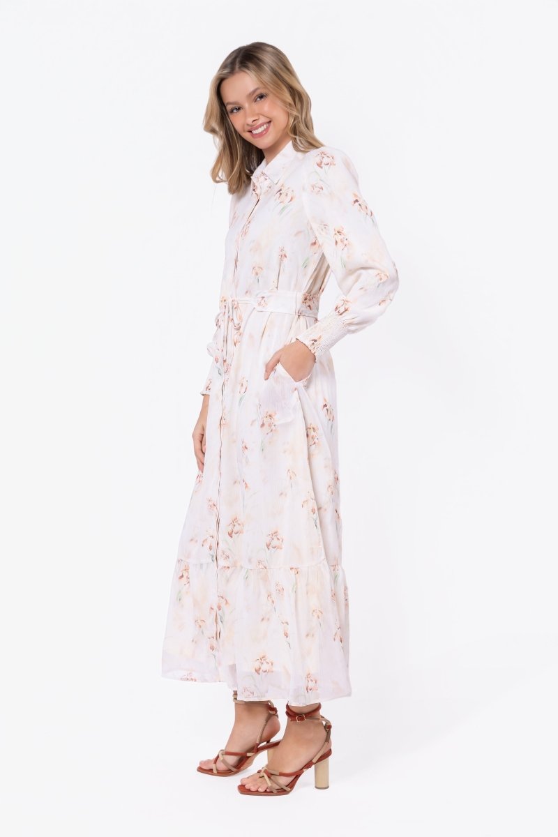 long sleeve peach dress Connie Dress (Light Peach) S
