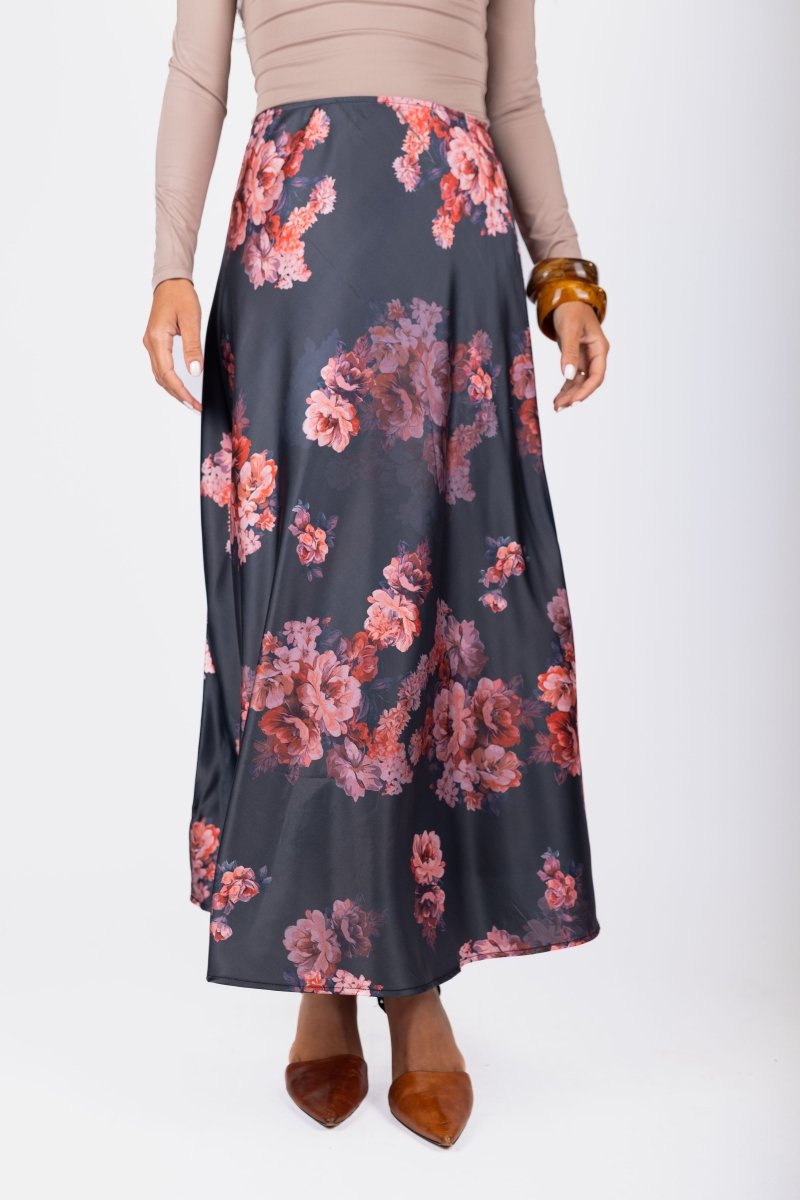 Dakota Skirt (Black Flower) - Skirt - Yakira Bella