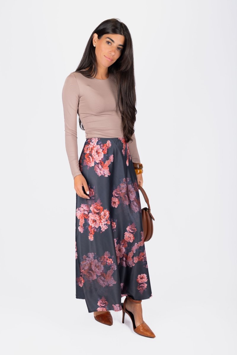 Dakota Skirt (Black Flower) - Skirt - Yakira Bella