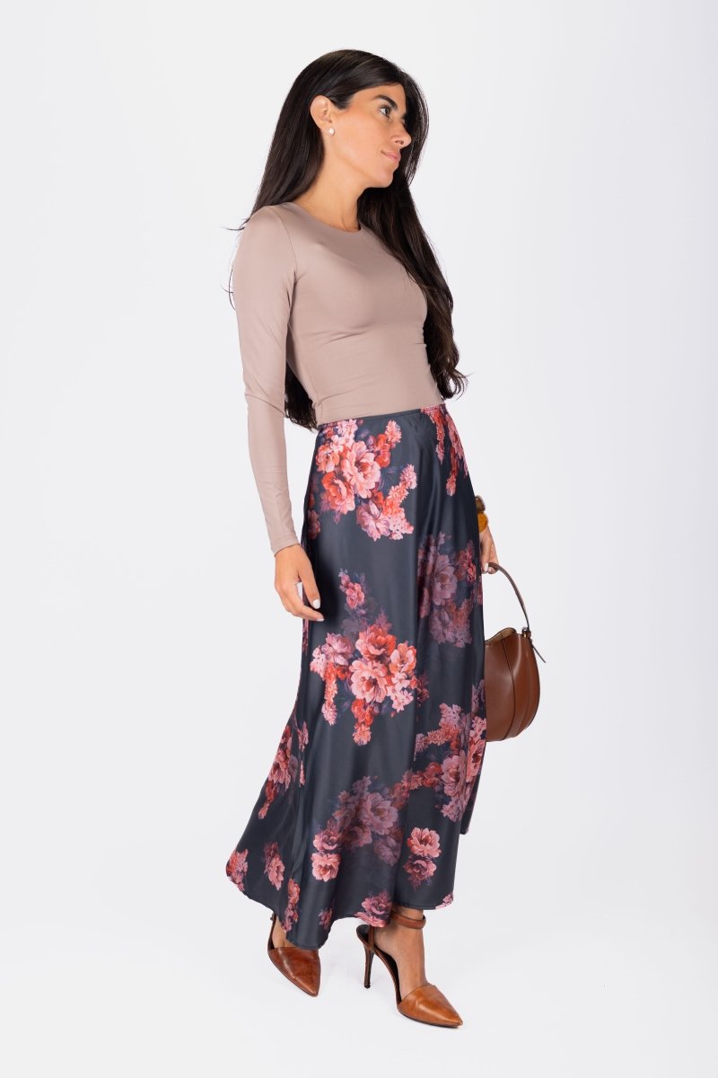 Dakota Skirt (Black Flower) - Skirt - Yakira Bella