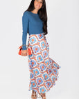 Dakota Skirt (Ivory/Blue) - Skirt - Yakira Bella