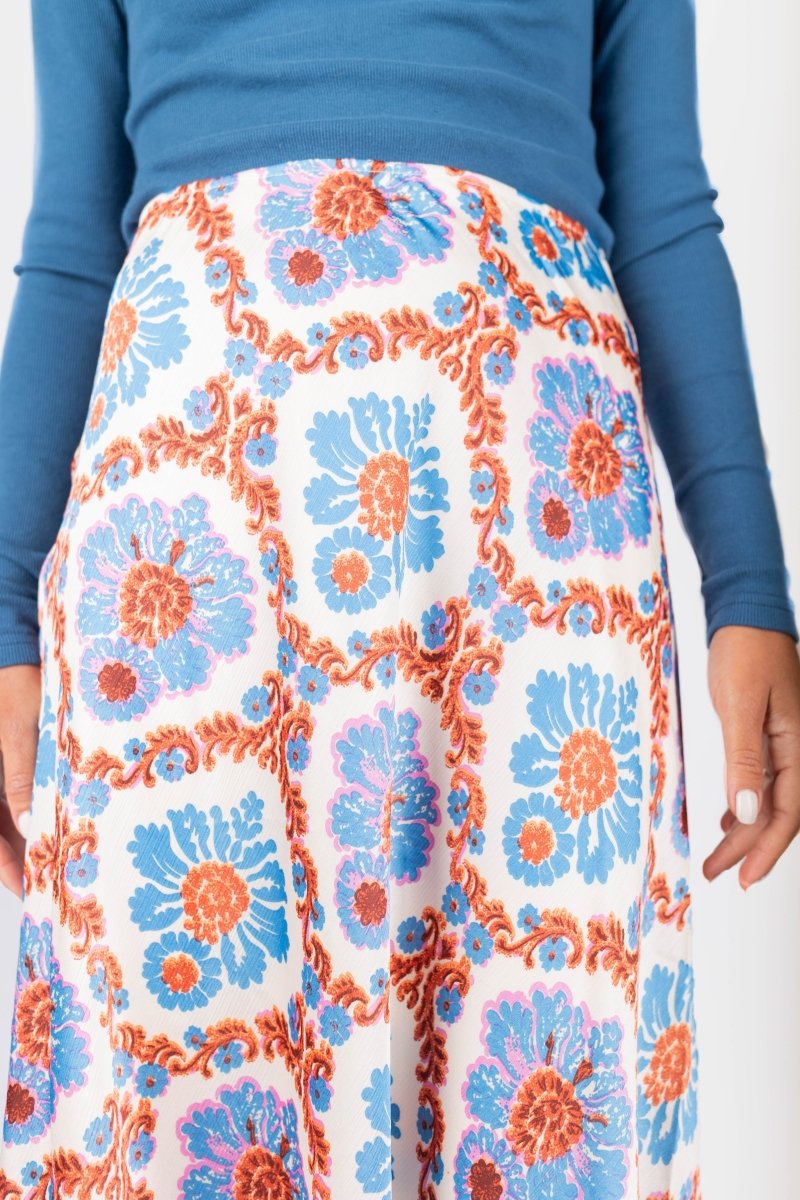 Dakota Skirt (Ivory/Blue) - Skirt - Yakira Bella