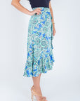 EMERSON SKIRT (BLUE PATTERN/GREEN) - Skirt - Yakira Bella