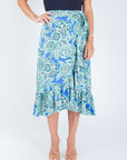 EMERSON SKIRT (BLUE PATTERN/GREEN) - Skirt - Yakira Bella