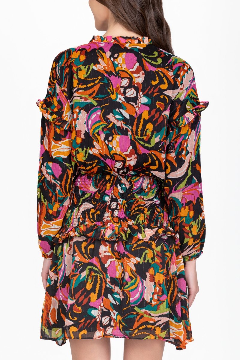 EMILY DRESS Long Sleeve (BLACK PATTERN) 37" - Dress - Yakira Bella