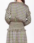 EMILY DRESS Long Sleeve (GREEN PATTERN) 37" - Dress - Yakira Bella