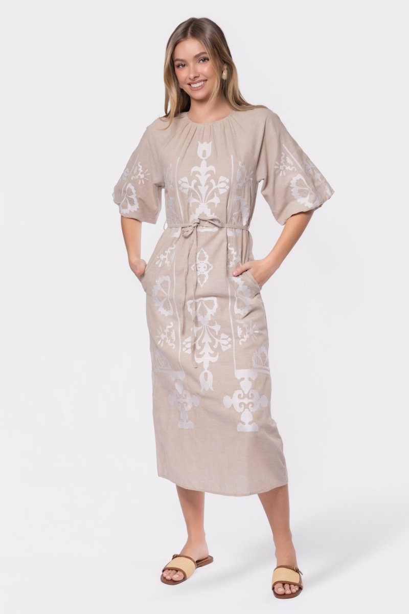 Erica Dress (Beige) Yakira Bella Erica Dress (Beige) Yakira Bella