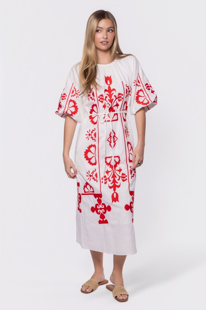 Erica Dress (White/Red) – Yakira Bella