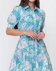 Esme Dress Short Sleeve (Teal Flower) 36" - Dress - Yakira Bella
