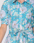 Esme Dress Short Sleeve (Teal Flower) 36" - Dress - Yakira Bella