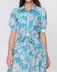 Esme Dress Short Sleeve (Teal Flower) 36" - Dress - Yakira Bella
