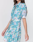 Esme Dress Short Sleeve (Teal Flower) 36" - Dress - Yakira Bella