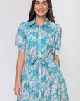 Esme Dress Short Sleeve (Teal Flower) 36" - Dress - Yakira Bella