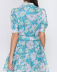Esme Dress Short Sleeve (Teal Flower) 36" - Dress - Yakira Bella