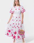 Estelle Dress (White Pink) - Dress - Yakira Bella