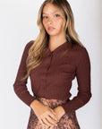 Fiora Cardigan (Dark Brown) - Top - Yakira Bella