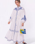 Hailey Dress (White Blue) - Dress - Yakira Bella
