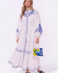 Hailey Dress (White Blue) - Dress - Yakira Bella