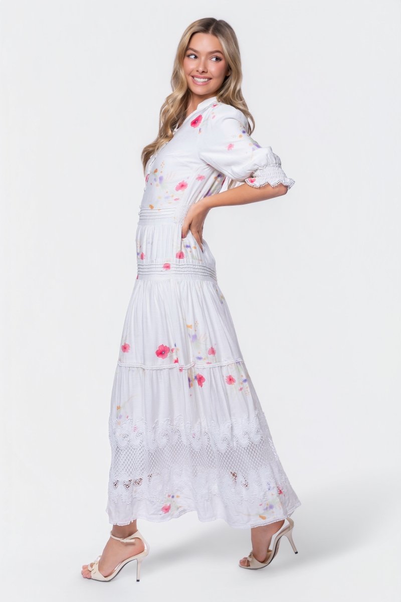 Hallie Dress (White Flower) L