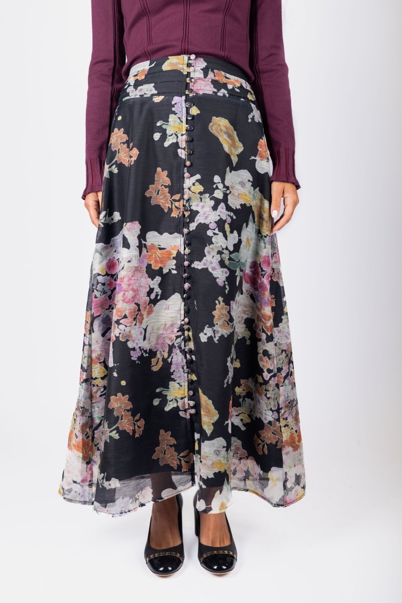 Josephine Skirt (Black Flower) - Skirt - Yakira Bella
