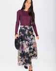 Josephine Skirt (Black Flower) - Skirt - Yakira Bella