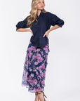 Laurel Skirt (Navy Flower) - Skirt - Yakira Bella