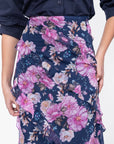 Laurel Skirt (Navy Flower) - Skirt - Yakira Bella