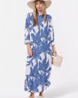 Lindsey Dress (White/Blue) - Dress - Yakira Bella